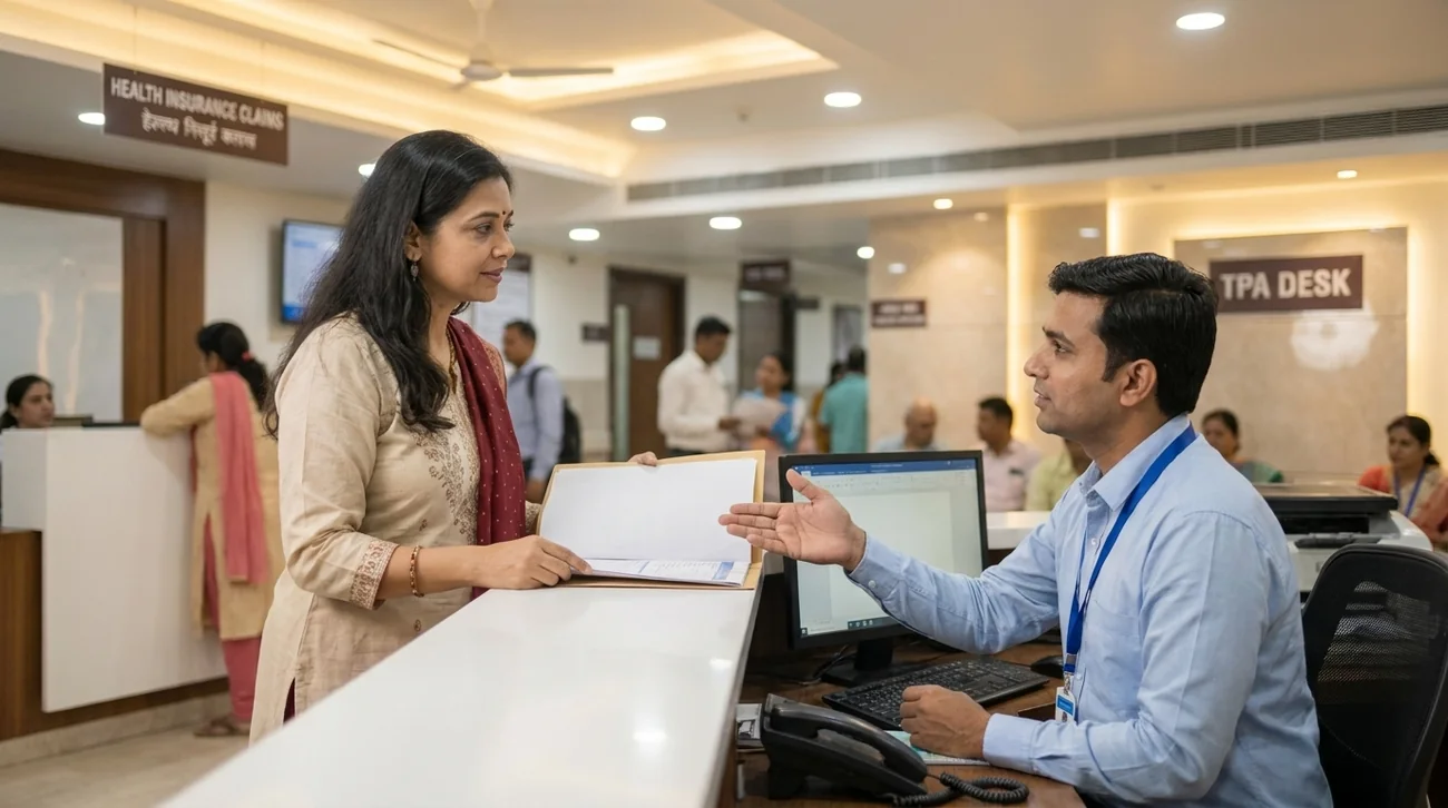 At the insurance claims counter